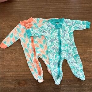 Offspring Coral and Teal Kids Footies